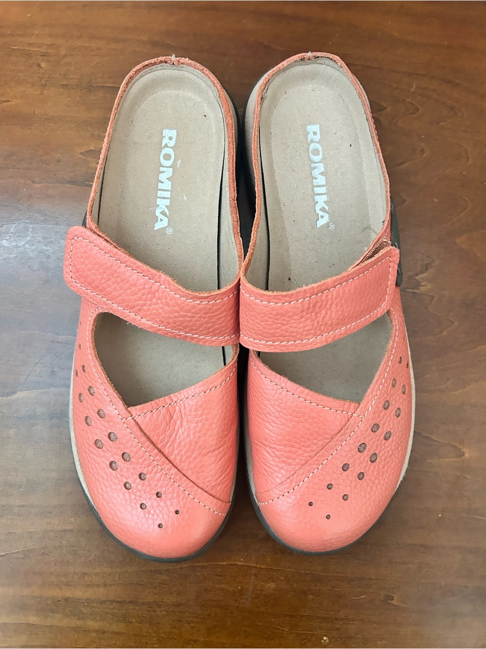 Romika Coral Leather Slip-On adjustable Mary Jane Clogs 39/8.5